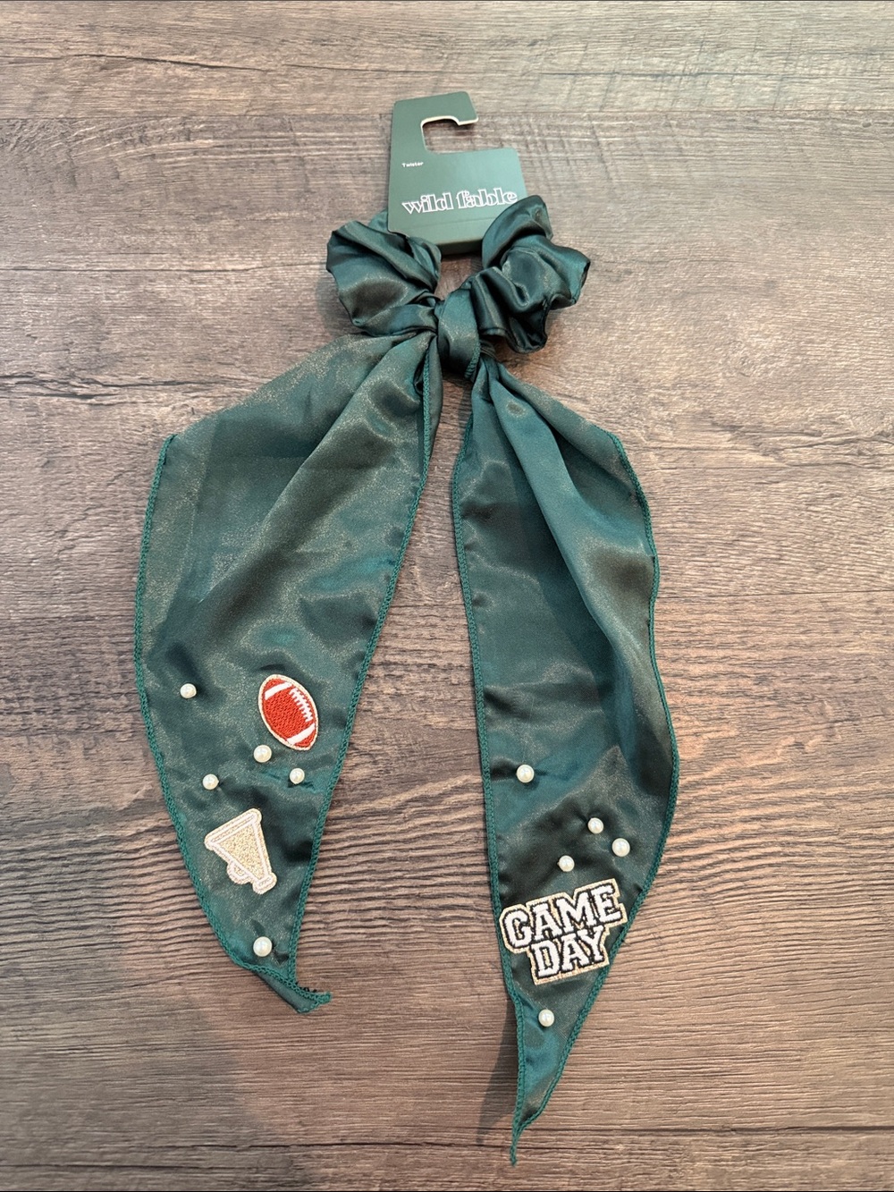 Wild Fable Hunter Green Satin Game Day Hair Bow Scrunchie